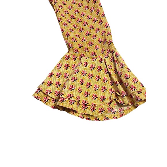 Olivaceous Gold Print Dress Long‎ Sleeve Bell Sleeves Keyhole Back Sz M - Picture 6 of 7